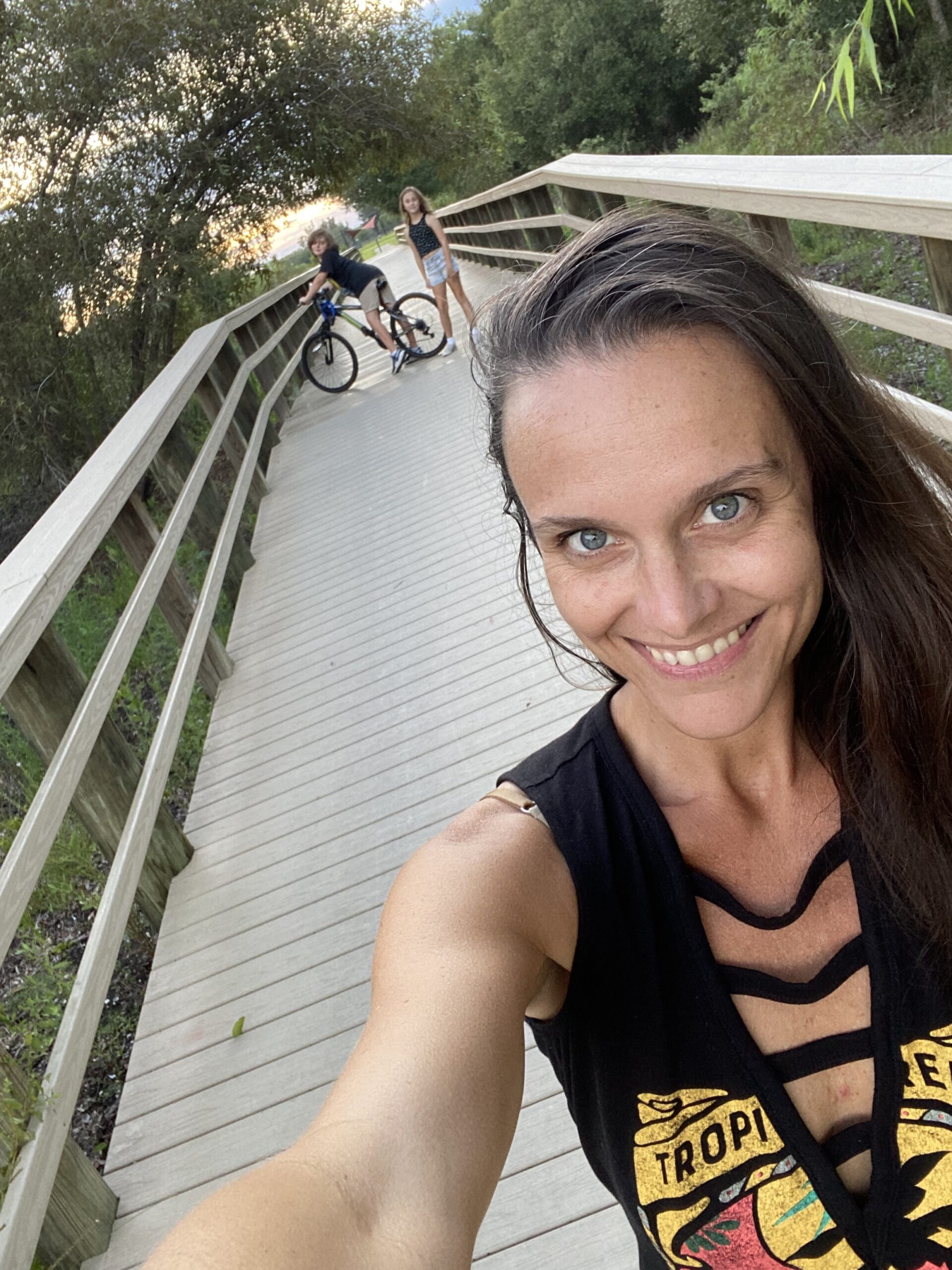 Mandy Carter and kids on Babcock Trails